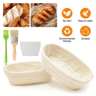 2er- Set Brot Gärkorb Oval 30cm   Rattan Gärkörbchen für Bäcker & Hobbybäcker