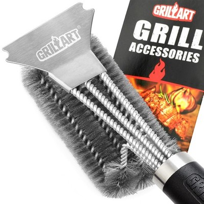 GRILLART Grill Brush and Scraper BBQ for Grill, Safe 18 Inch, Silver