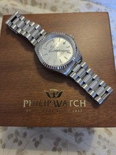 Philip Watch Orologio uomo automatico acciaio day-date quadrante argento box