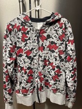 Disney Store Minnie Mouse Sweatshirt Women Jacket Zip UP Hoodie Sz Lg