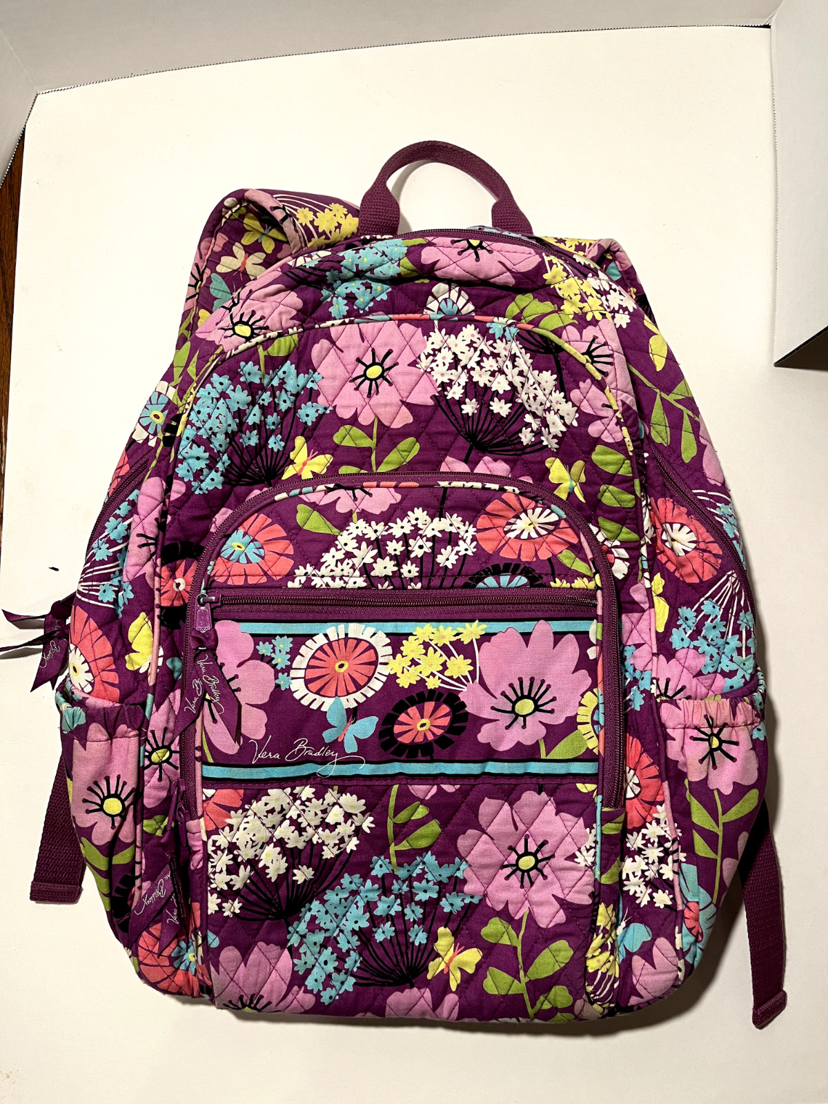 Vera Bradley Campus school womens Backpack retired Flutterby  pattern floral