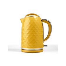 Yellow Electric Kettle 1.7L Diamond Textured. Matching Microwave & Toaster