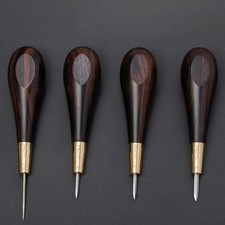 1pc Leather Stitching Awl Diamond Shape Ebony Blackwood & Brass Craft Tool  ZT