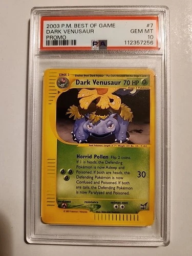 PSA 10 Pokemon Dark Venusaur Best of Game #7 Promo Card TCG 2002 GEM MINT