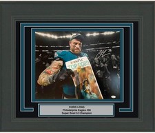 FRAMED Autographed/Signed CHRIS LONG Eagles Super Bowl 52 16x20 Photo JSA COA