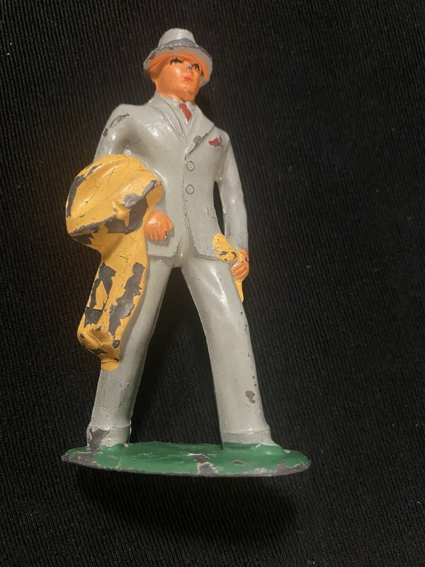 BARCLAY Train Layout Figure Businessman with Overcoat Made In USA 
