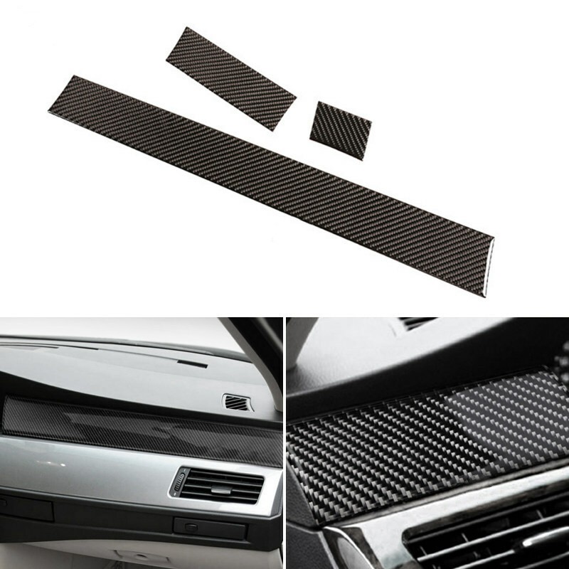 3Pcs Carbon Fiber Console Dashboard Panel Strips for BMW 5 Series E60 04-2010