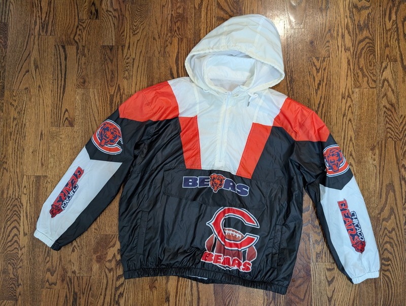 VINTAGE CHICAGO BEARS Half ZIP WITH HOOD SIZE XXXL Jacket Hoodie Damn Right 
