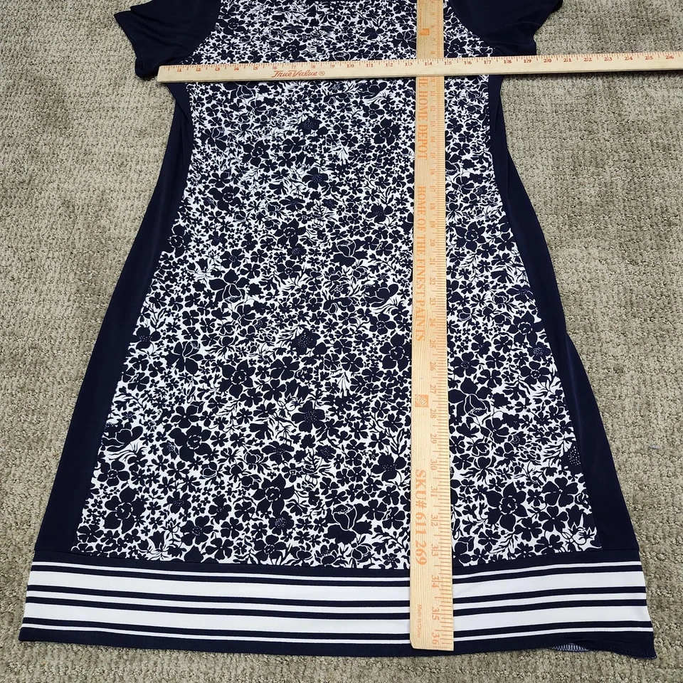 Vestido Michael Kors azul blanco floral manga corta para mujer talla mediana  Foto 3 de 4