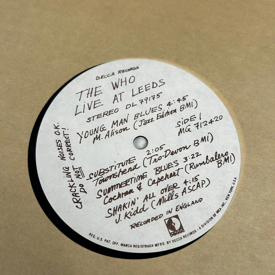 The Who Live Leeds LP MG 712421 Vinyl British Rock — 第 4/4 张图片