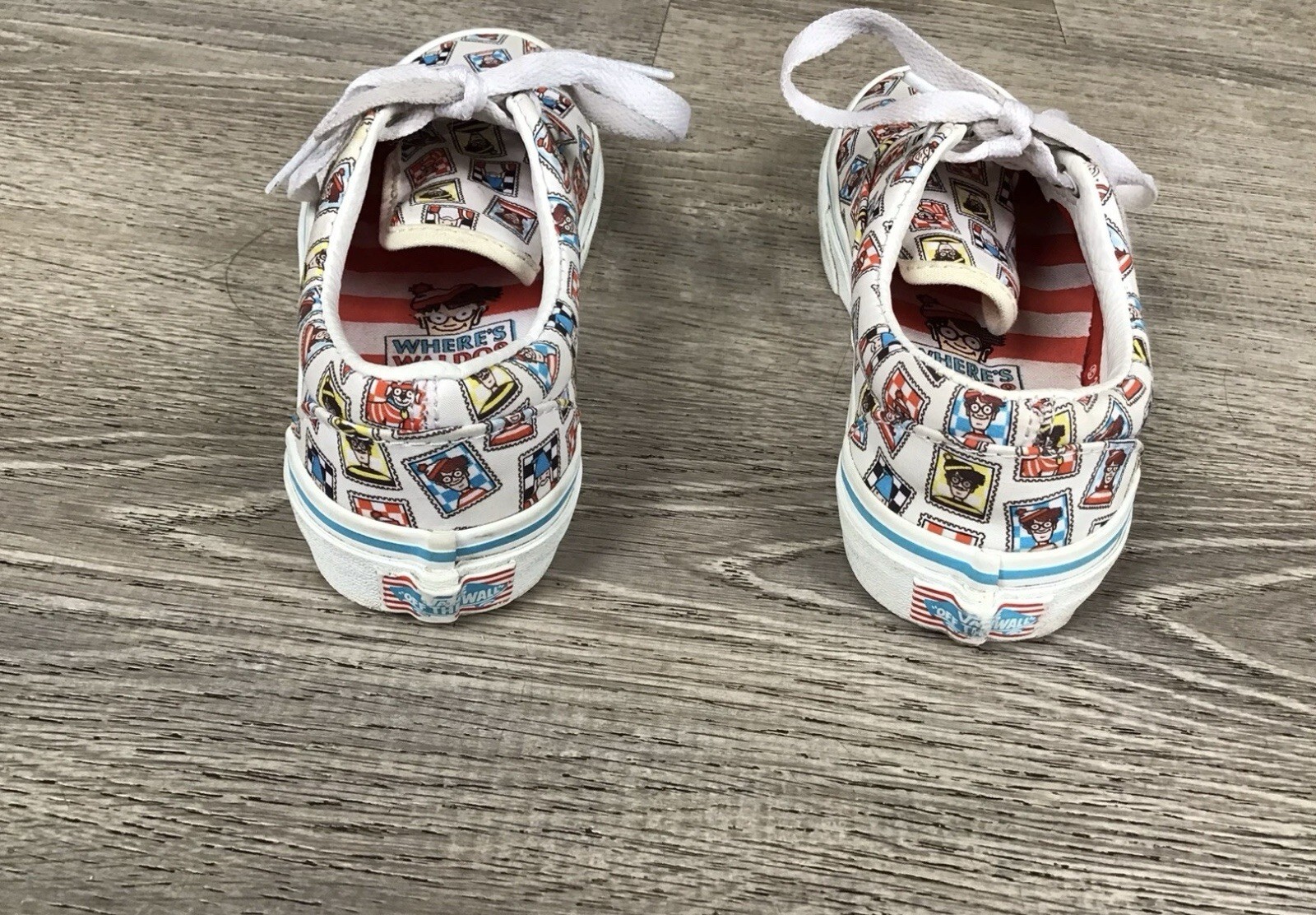 Vans X Where’s Waldo Kids Youth Size 1 postage stamp Shoes Off The Wall Sneakers thumbnail 4