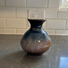 Bill Campbell Studio Art Drip Glaze Pottery Vase 5.5" Vintage Signed