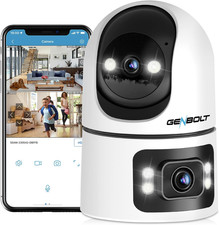 GENBOLT Wifi Security Camera Indoor, 360°Dual Lens Home Surveillance IP Camer...
