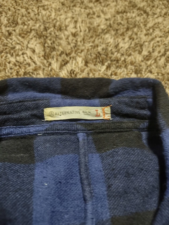 Альтернативная фланелевая фиолетовая и черная клетчатая рубашка на пуговицах размер большой - Изображение 2 из 2