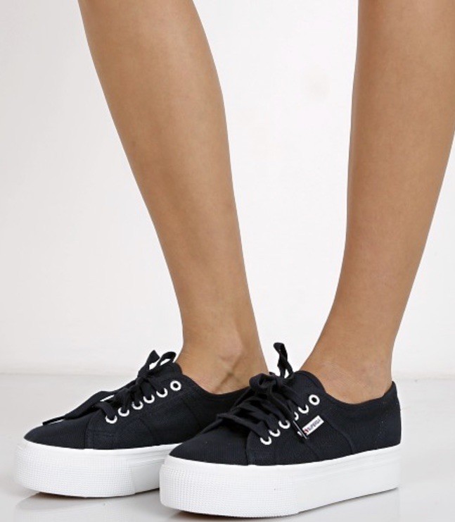 Superga Navy Basic Platform, Size 8, Excellent Co… - image 1