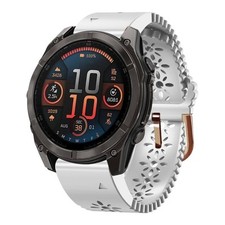 For Garmin Fenix 8 AMOLED 43mm 20mm Breathable Silicone Strap White