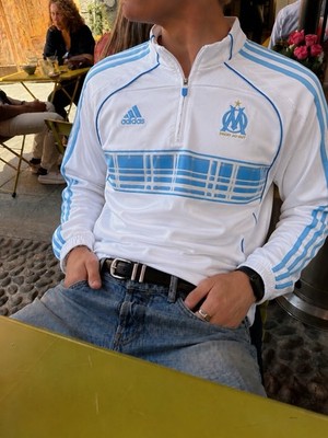 Adidas Vintage Olympique Marseille Trackjacket Blau Weiß Gr. L