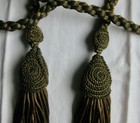 antique GOLD METALLIC Ornate Bullion DRAPE TIEBACK 10" TASSELS 77" Braided Rope — photo 6