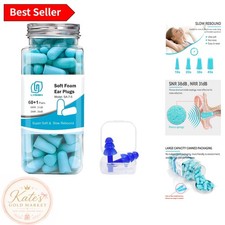 Foam Ear Plugs for Sleeping - 60 Pair Pack, 38dB SNR, Bonus Ear Plugs