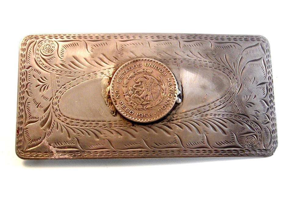 Boucle De Ceinture Vintage Poids Mexicain 1958 - Fait Main - Argent