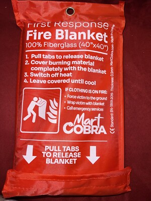 Mart Cobra Emergency Fire Blanket for Home and Kitchen 40  x 40 