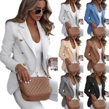 Ladies Blazer Slim Work Jacket Long Sleeve Outwear Suit Casual Coat Plus Size