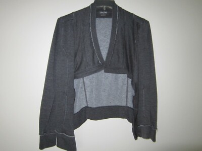 Calvin Klein Women Performance Twisted Fleece zip Sweater distress washed Gray L