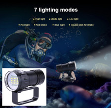 Dive Light, IPX8 Waterproof 18000LM 500M Bright Beads Torch with Handle Bracket