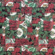 VTG 1993 Christmas Fabric Blocked Candy Canes Holly Poinsettia 2 Yards x 44 Wide