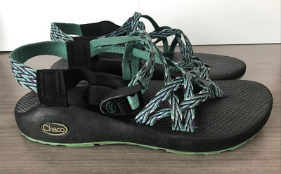 Chaco Sport Sandals Z Cloud Women's 8 Green Black Multi-Color Beach Toe Loop