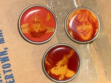 BEATLES JOHN LENNON VINTAGE 1970's ROCK N ROLL PIN SET of 3 -NICE!