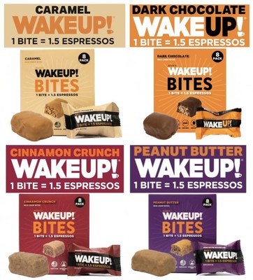 WAKE UP! Bundle of 4 Caffeinated Protein Bites BUNDLE (Cinnamon Crunch, Peanut B