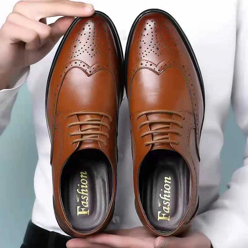 Men's Brogue Pointed Lace Up Oxfords Formal Business Dress Wedding Leather Shoes - Picture 6 of 28