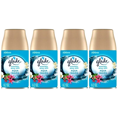 (4 Pack) Glade - AQUA WAVES - Automatic Spray Refills - Air Freshener , 6.2 oz