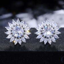 Gorgeous Stud Earring Women 925 Silver Filled Cubic Zircon Jewelry Gift A Pair