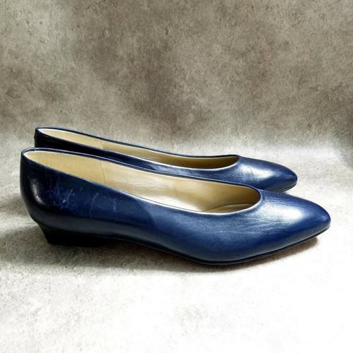 Liz Claiborne Womens Size 5.5 Blue Leather Slip On Career Low Heels - Picture 4 of 9