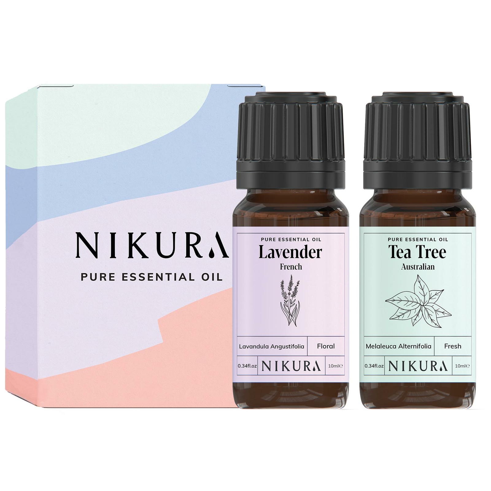 Nikura | 2 x 10ml Lavender (French) & Tea Tree Essential Oil Combo Set