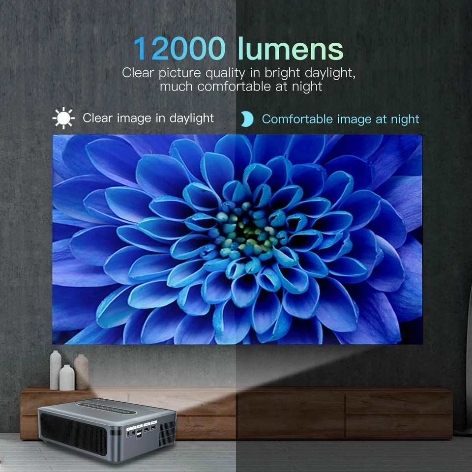 12000 Lumen Projector 8k: Android Projector with 2GB+16GB WiFi BT AI Voice - Image 4 of 4