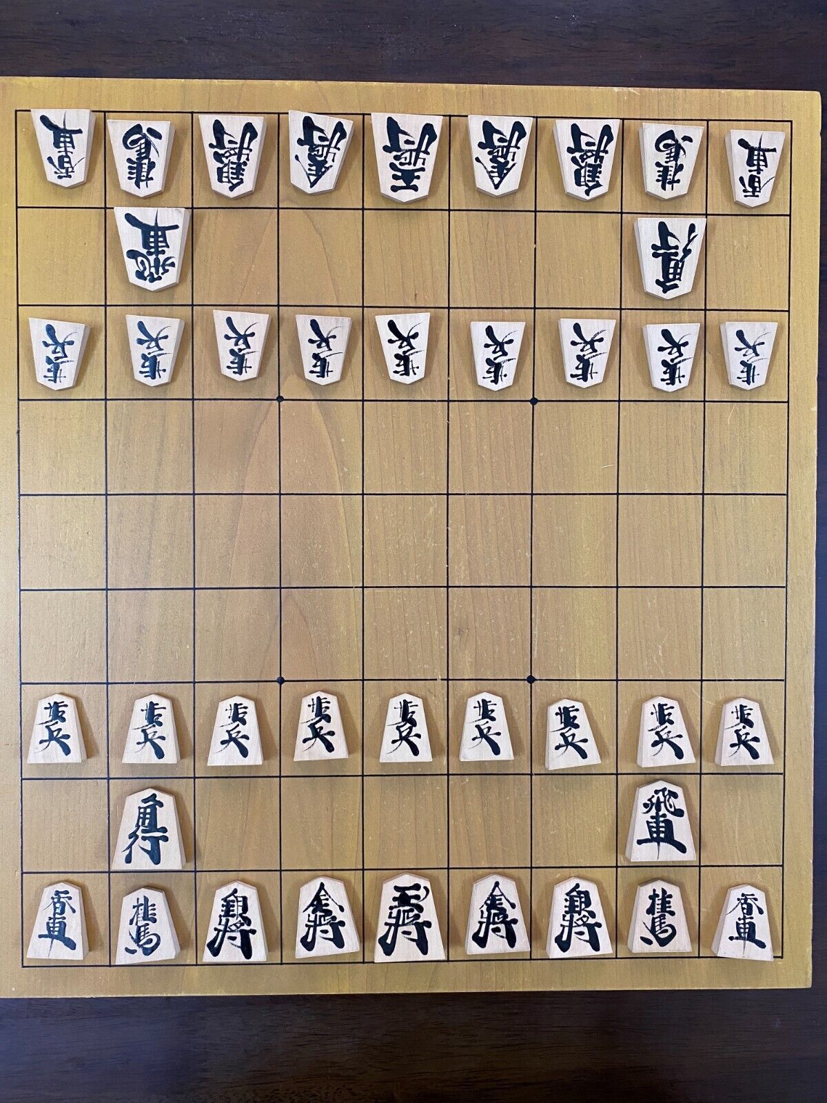 Shogi traditional board game(Japanese chess) wood board table and  Koma(pieces)