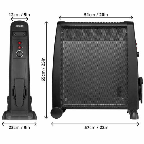 Duronic HV101 Black Mica Panel 2.5KW Radiant Convector Heater with  thermostat - | eBay
