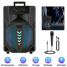 15" Bluetooth Karaoke Speaker USB/SD/FM/AUX/TWS LED Lights w/Mic Party MPX-1502