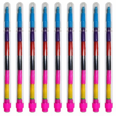 6/12/30 Kids Multi Changeable Tips Stacker Stackable Pencil Crayons 7