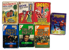 VTG 1980s 7 Pocket Trivia Games Playing Cards Poker Movies Sports Music TV 