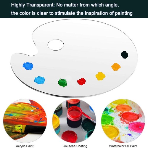 Clear Acrylic Paint Palette 15.7x11.8 Inches Oval Art Palette Watercolor Gouache - Picture 3 of 6