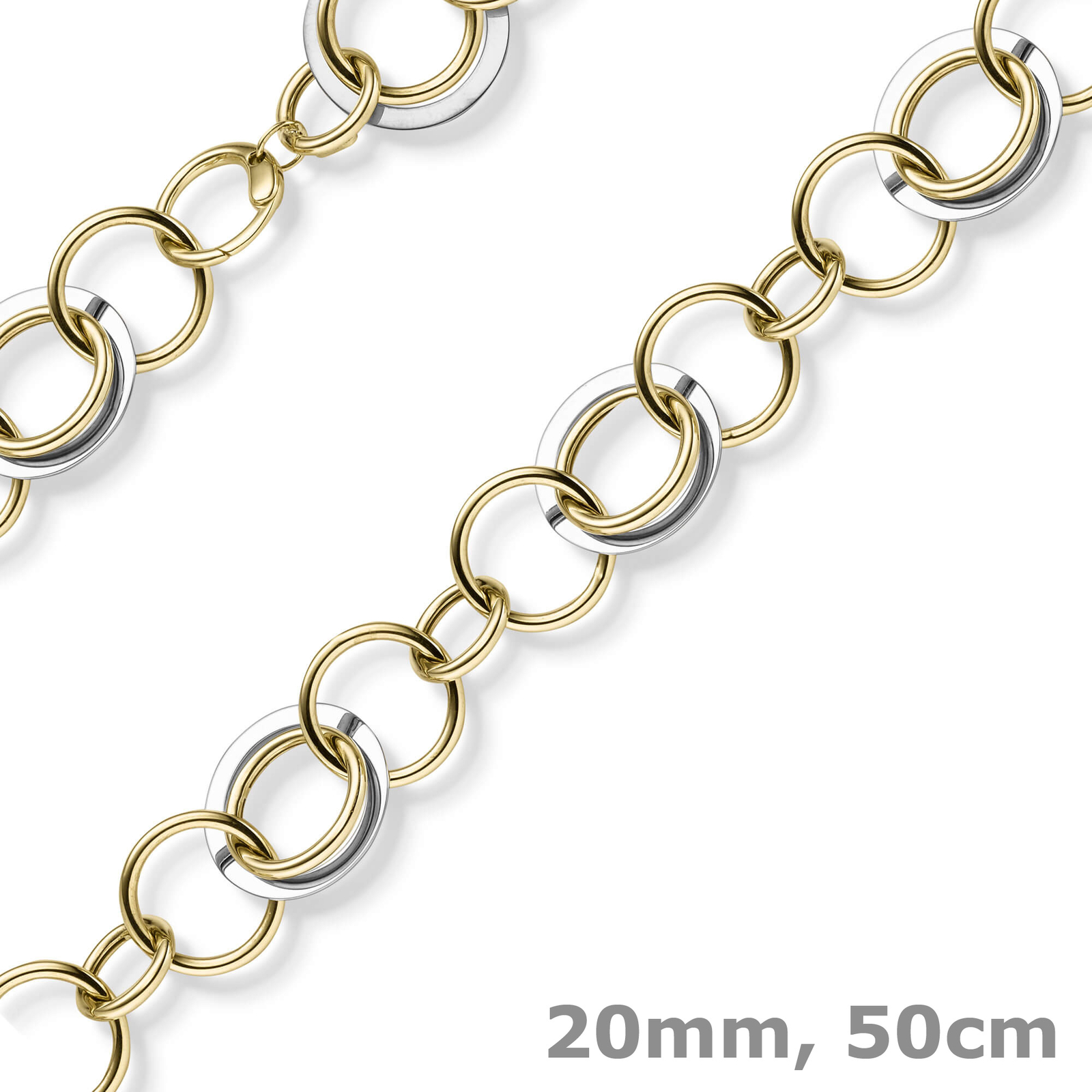 20mm Ring Chain Fancy Chain Necklace 585 Gold Yellow Gold White Gold 50cm
