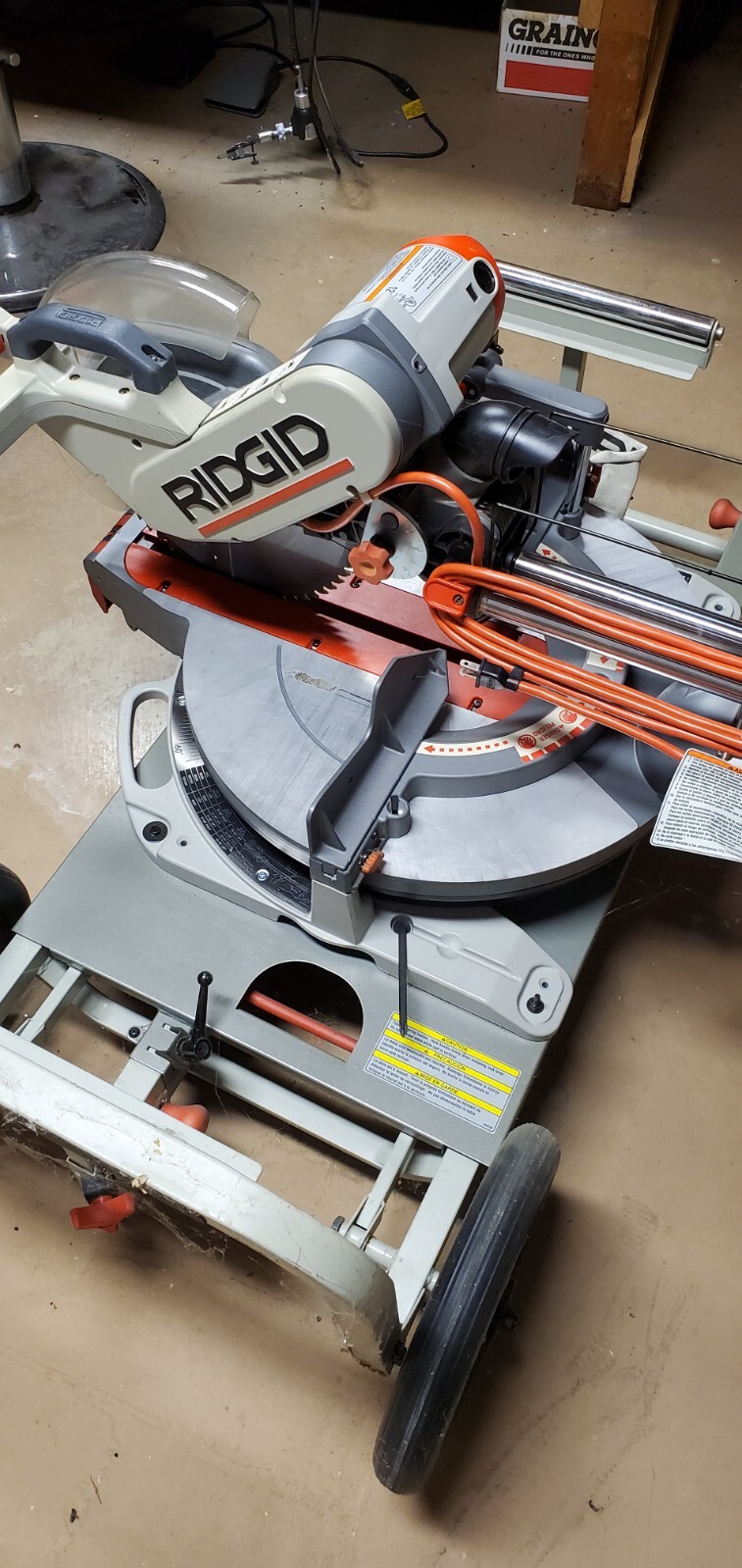 Ridgid 12" Compund Miter Saw w/MSUV Utility Cart MS 12900 AC 9940 0 eBay