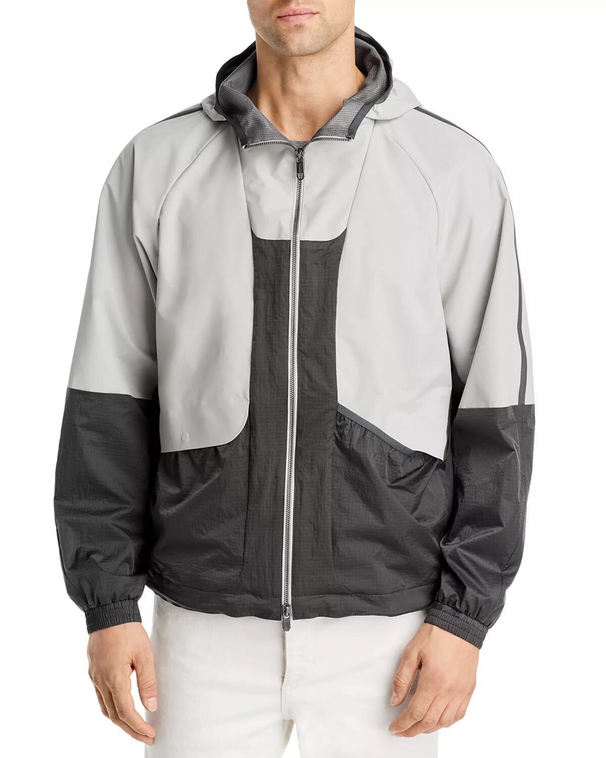 Мужская куртка с капюшоном Z Zegna Soft Shell отделанная панелями X-Large серого цвета - Новая Зеландия 995 долларов США 57690₽