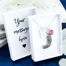 Feather Necklace, Personalised Gift, Angel Pendant, Memorial Gift, Sympathy Gift