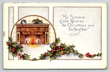 1920  Christmas  Xmas  Greetings   Postcard
