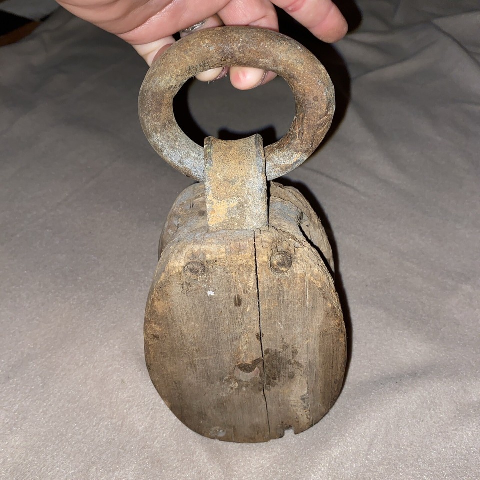 vintage wooden pulley eBay
